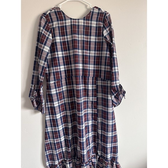 Asos Design Curve Ruffle Hem Midi Dress in Check - Picture 1 of 2